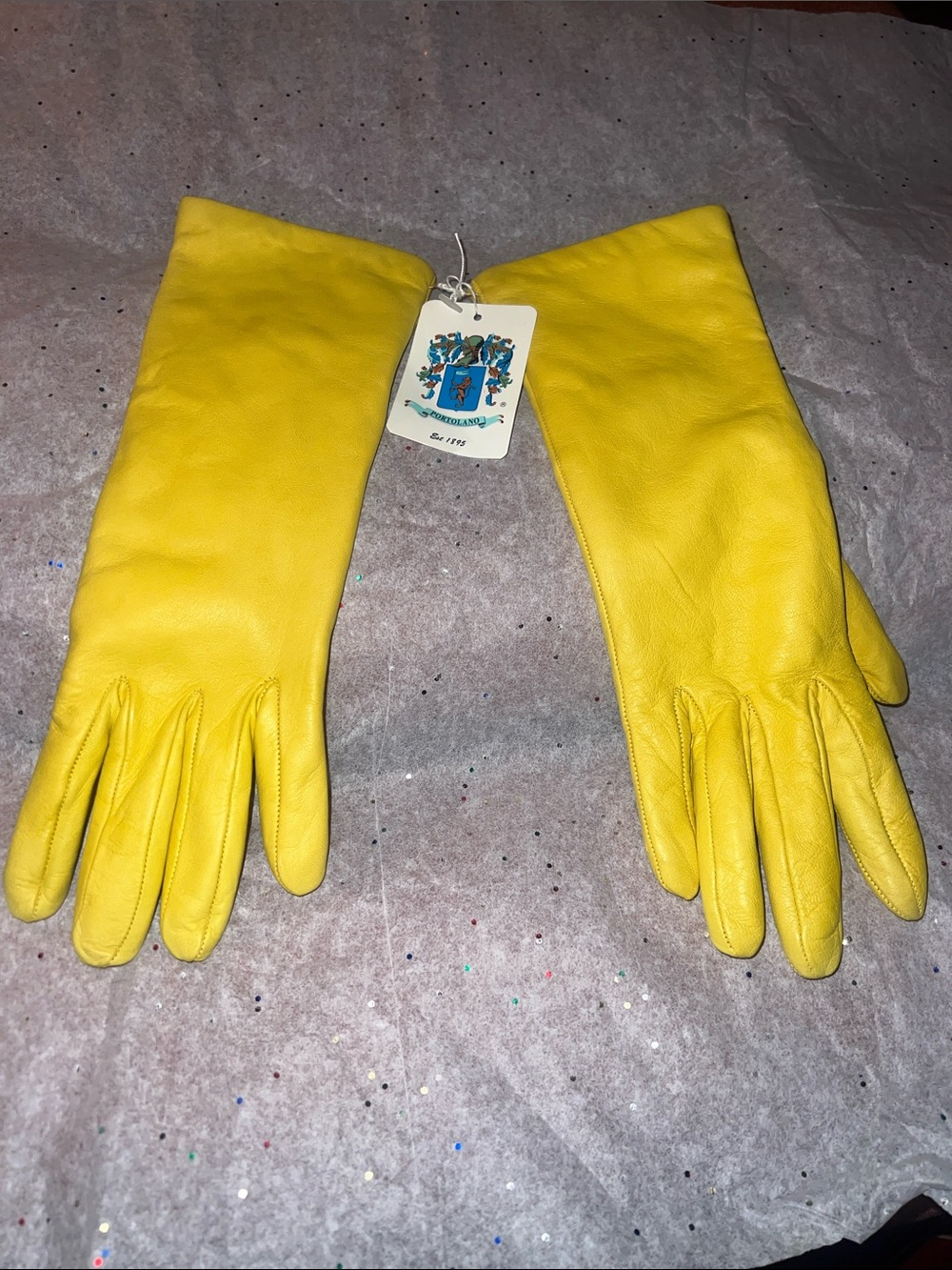 Portolano Yellow Genuine Leather Long Gloves
